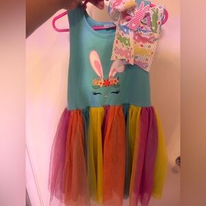 Little Girls size 7/8 Boutique Dress with Rainbow Tulle